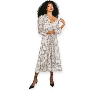 Hilary Macmillan size 2X women’s silver/white satin polka dot black NWT!